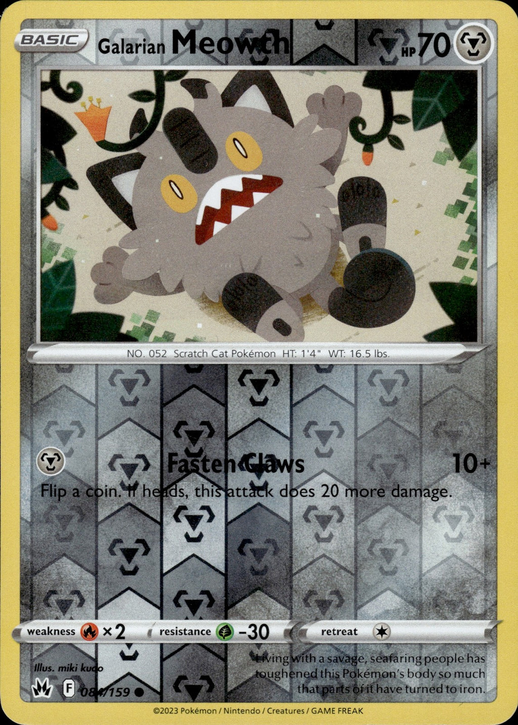 Galarian Meowth Reverse Holo Common SWSH: Crown Zenith 084/159 NM