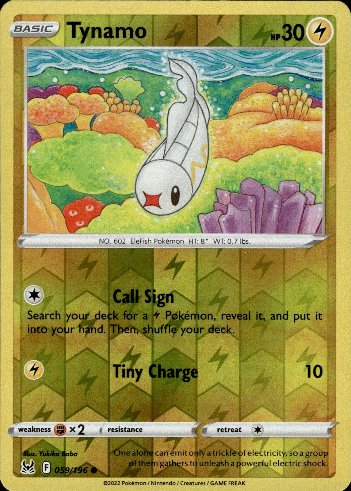 Tynamo Reverse Holo Common SWSH11: Lost Origin 059/196 NM