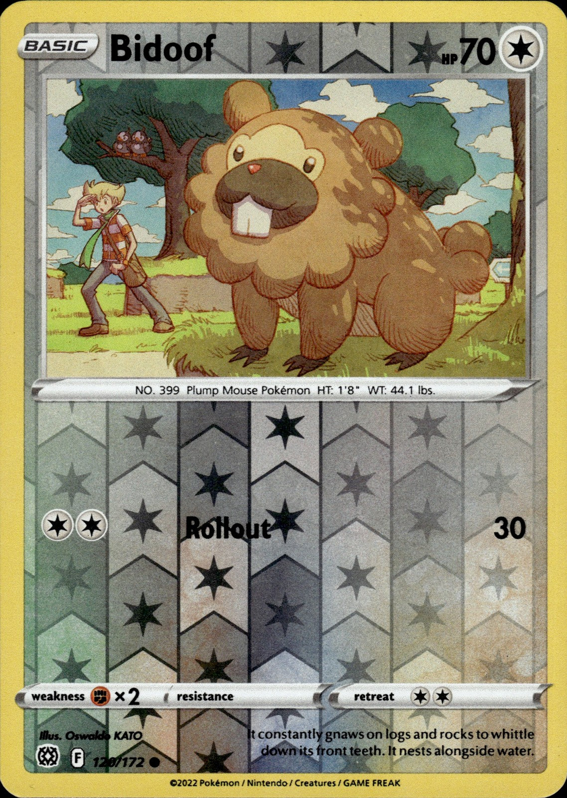 Bidoof Reverse Holo Common SWSH09: Brilliant Stars 120/172 NM