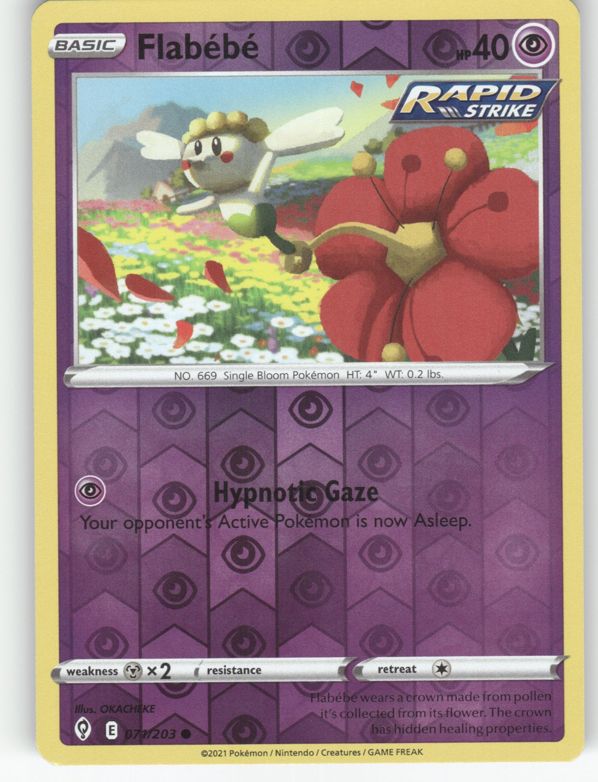 Flabebe Reverse Holo Common SWSH07: Evolving Skies 071/203 NM
