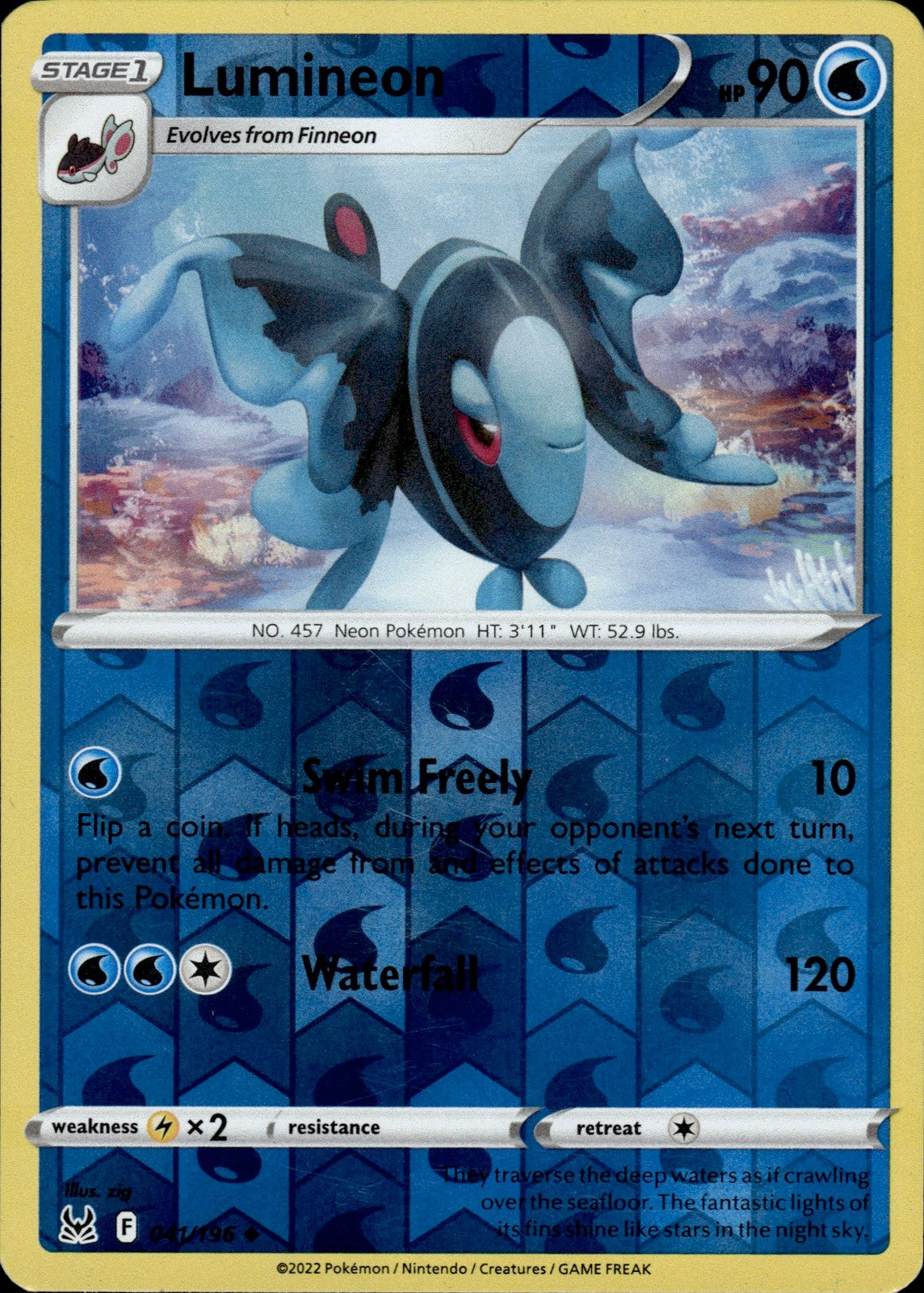 Lumineon Reverse Holo Uncommon SWSH11: Lost Origin 041/196 NM