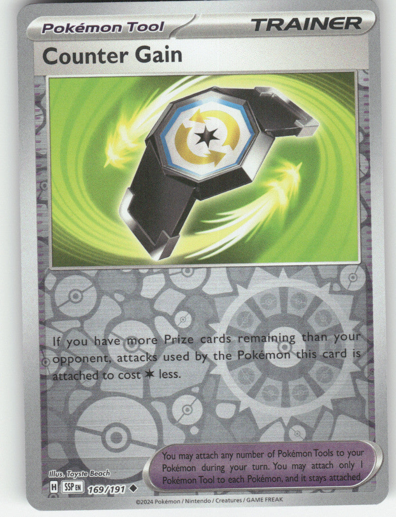 Counter Gain Reverse Holo Uncommon SV08: Surging Sparks 169/191 NM