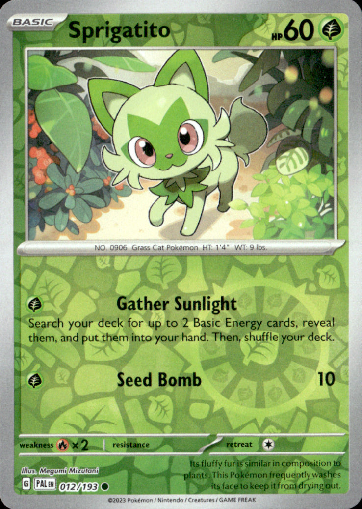 Sprigatito Reverse Holo Common SV02: Paldea Evolved 012/193 NM
