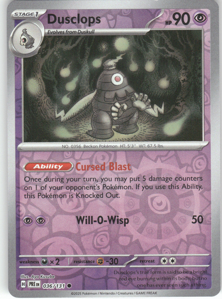 Dusclops Reverse Holo Common SV: Prismatic Evolutions 036/131 NM