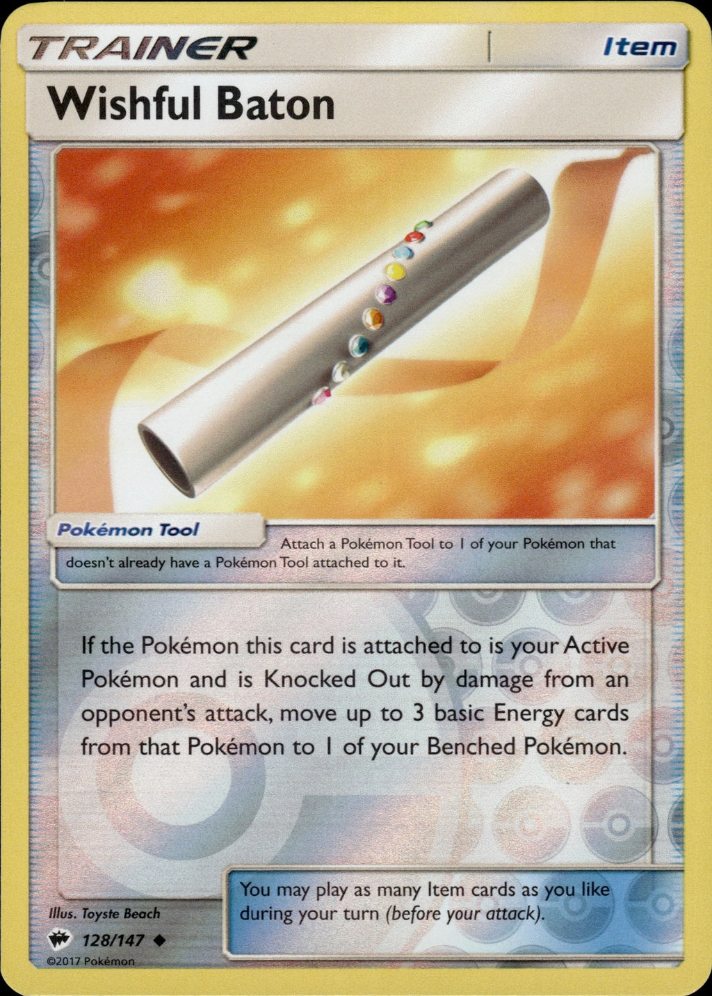 Wishful Baton Reverse Holo Uncommon SM - Burning Shadows 128/147 NM