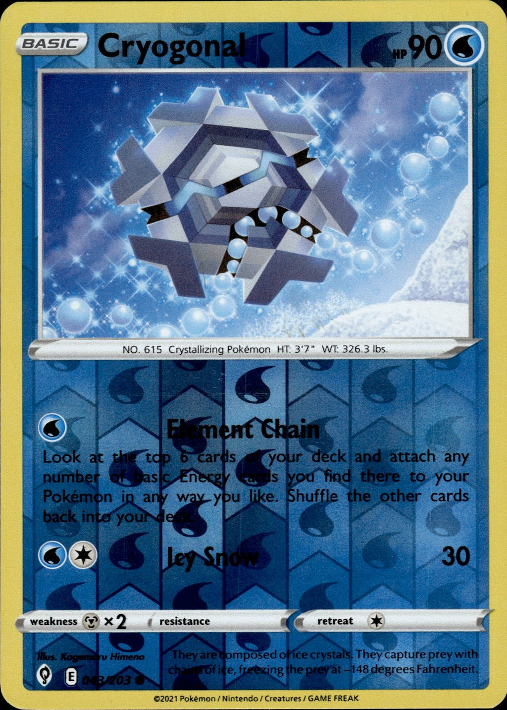 Cryogonal Reverse Holo Common SWSH07: Evolving Skies 043/203 NM