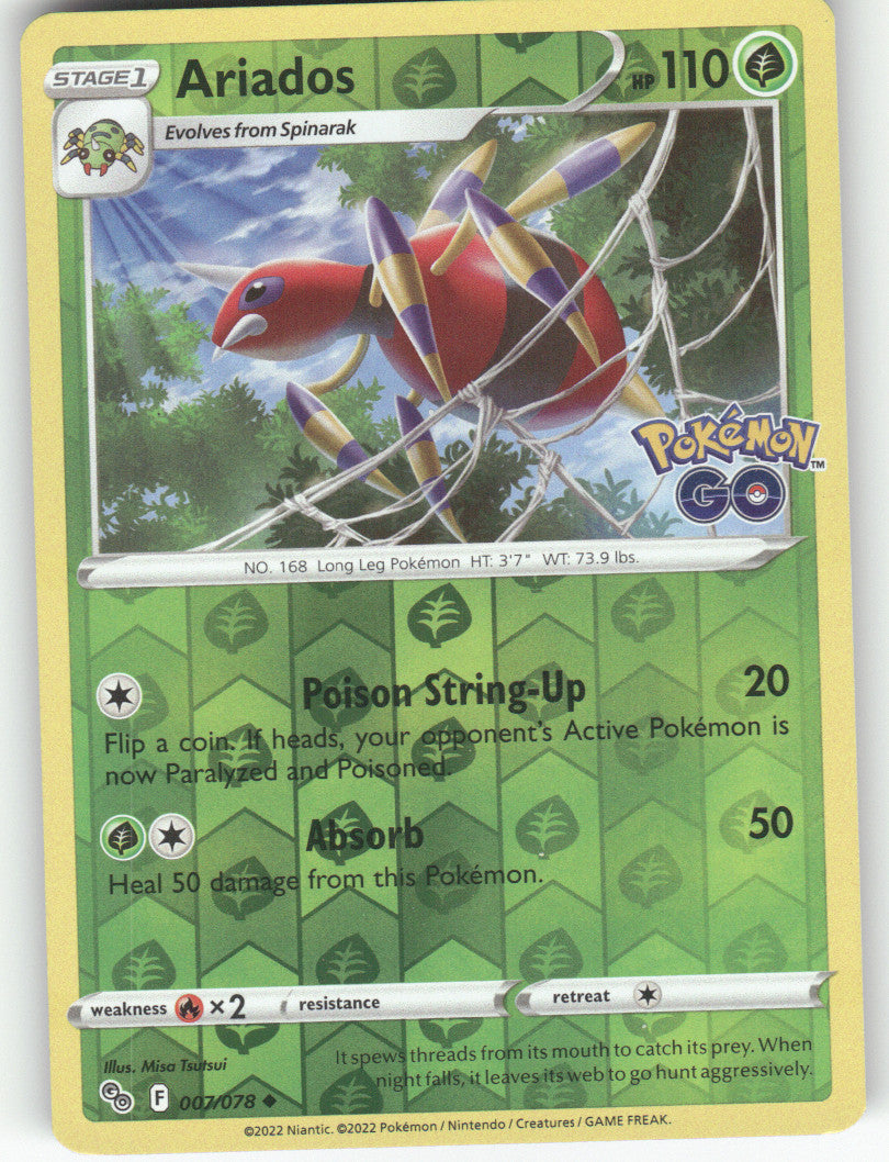 Ariados Reverse Holo Uncommon Pokemon GO 007/078 NM