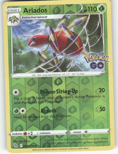 Ariados Reverse Holo Uncommon Pokemon GO 007/078 NM