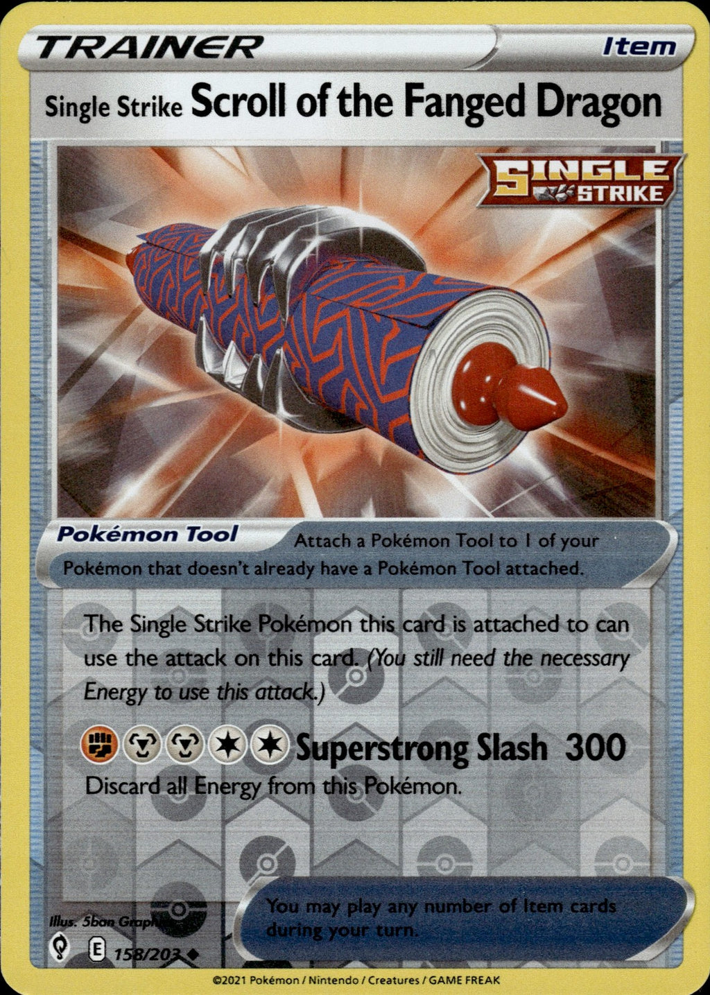 Single Strike Scroll of the Fanged Dragon Reverse Holo Uncommon SWSH07: Evolving