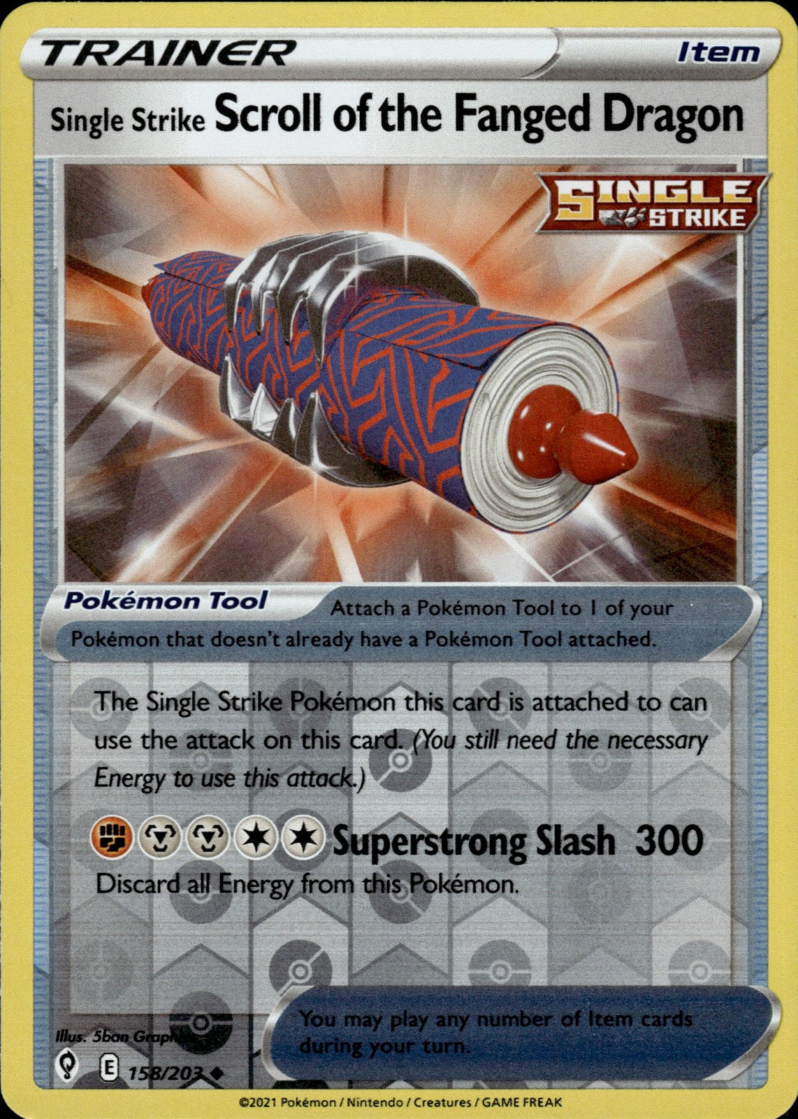 Single Strike Scroll of the Fanged Dragon Reverse Holo Uncommon SWSH07: Evolving