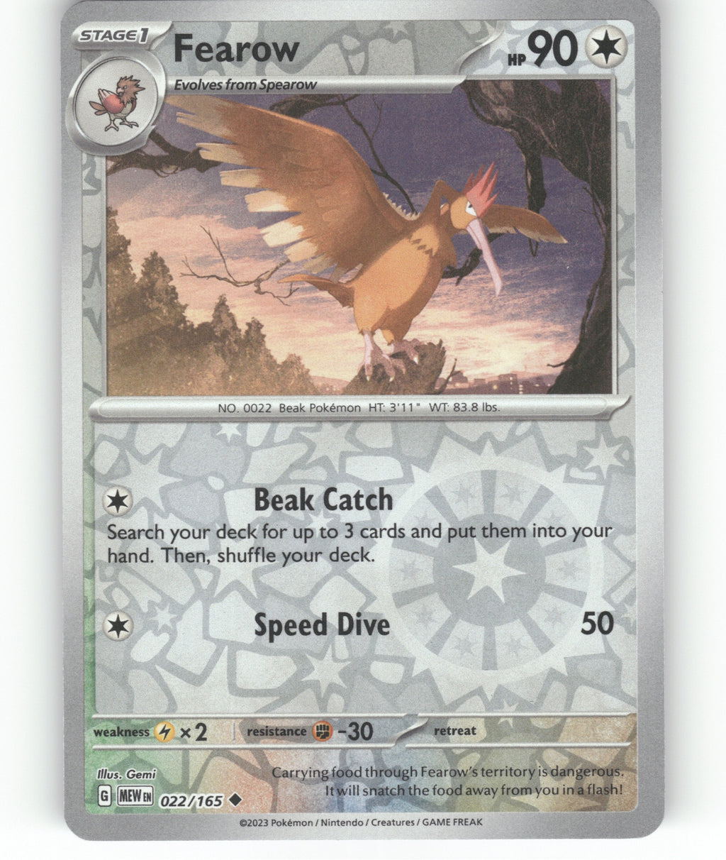 Fearow Reverse Holo Uncommon SV: Scarlet & Violet 151 022/165 NM