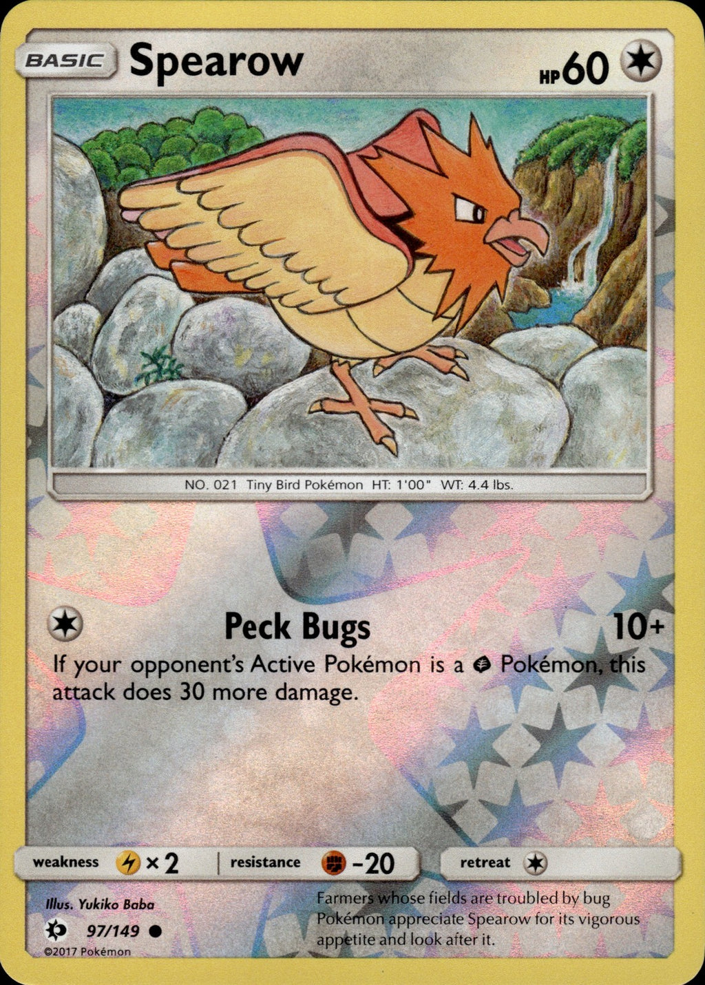 Spearow Reverse Holo Common SM Base Set 97/149 NM