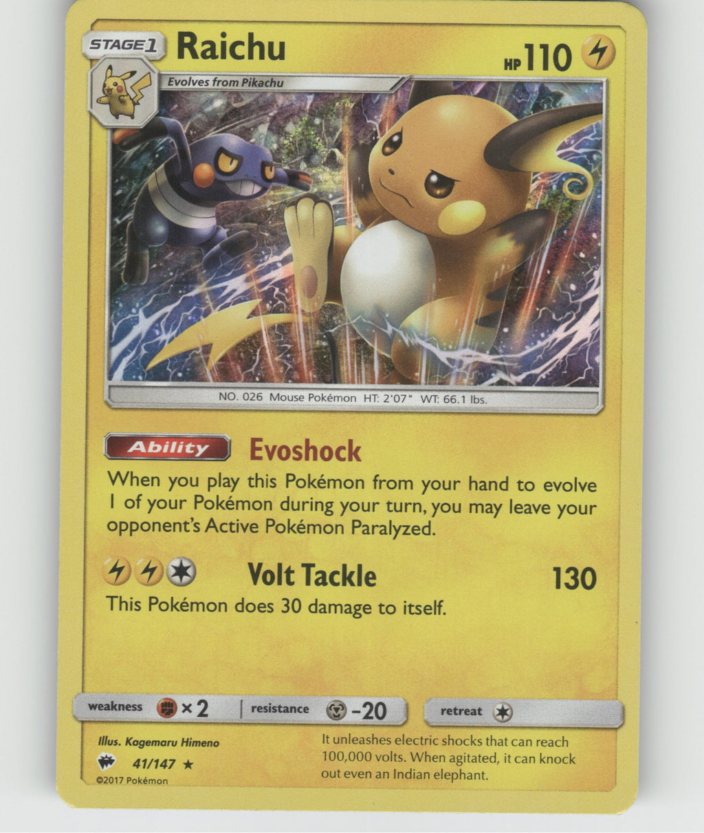 Raichu Holo Rare SM - Burning Shadows 41/147 NM