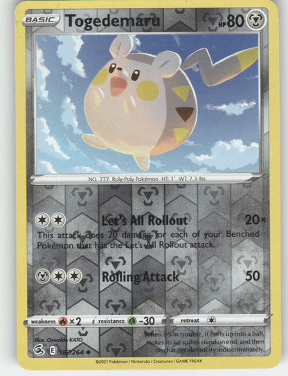 Togedemaru Reverse Holo Uncommon SWSH08: Fusion Strike 187/264 NM