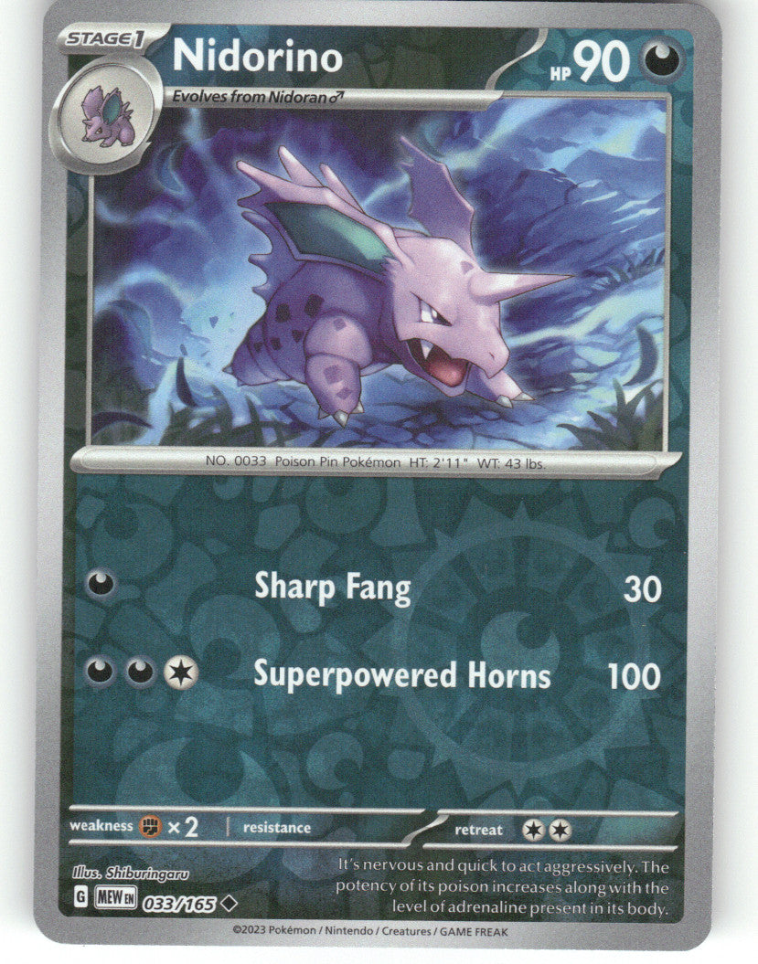 Nidorino Reverse Holo Uncommon SV: Scarlet & Violet 151 033/165 NM