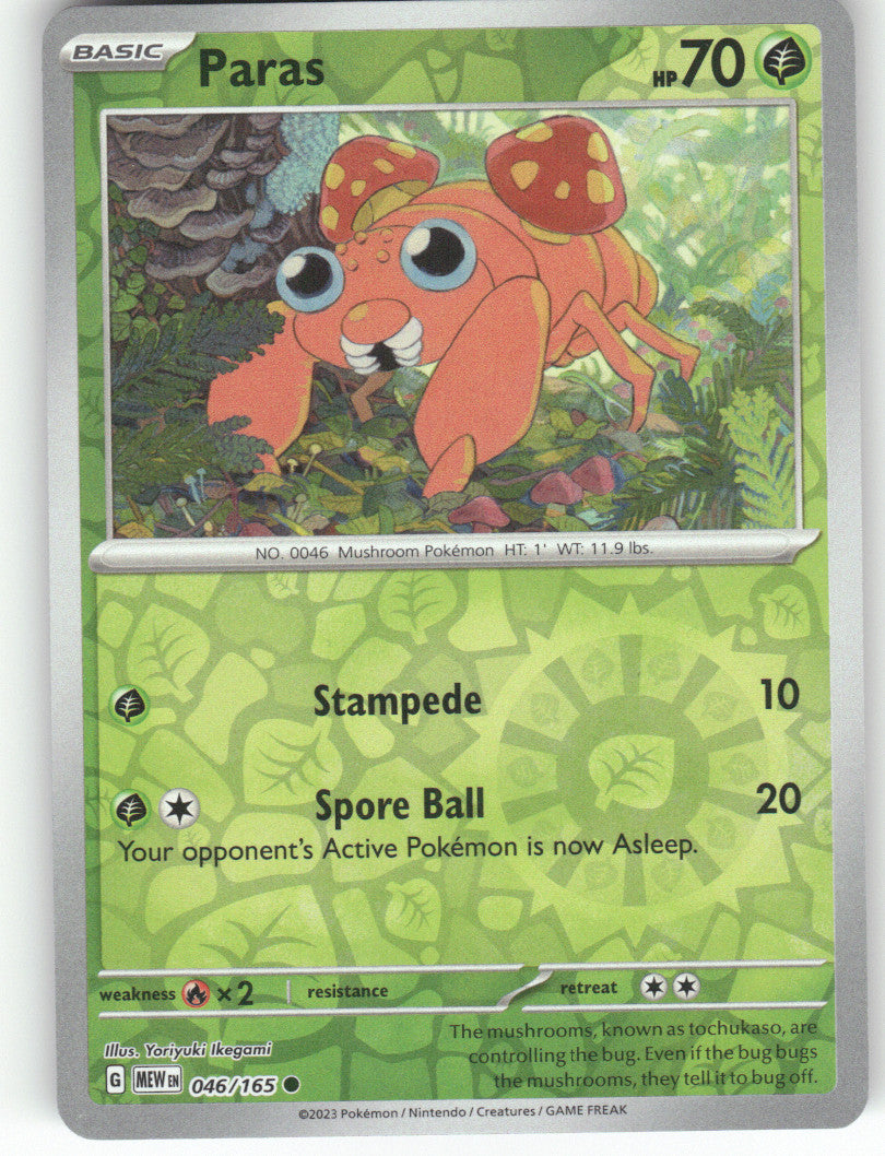 Paras Reverse Holo Common SV: Scarlet & Violet 151 046/165 NM