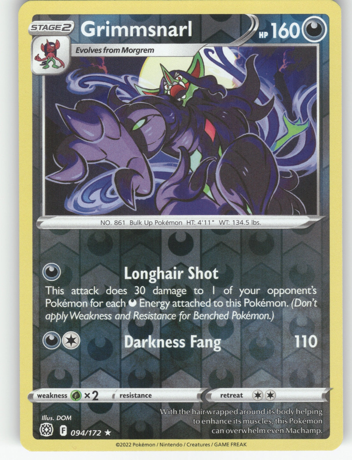 Grimmsnarl Reverse Holo Rare SWSH09: Brilliant Stars 094/172 NM