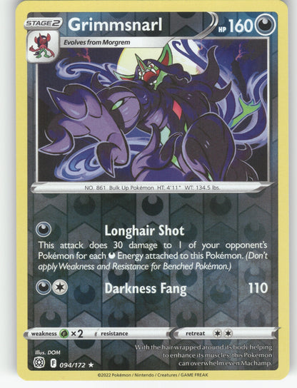 Grimmsnarl Reverse Holo Rare SWSH09: Brilliant Stars 094/172 NM