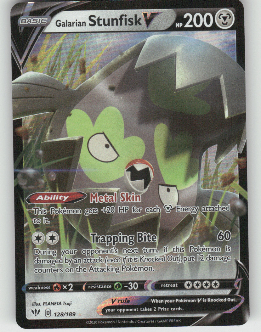 Galarian Stunfisk V Holo Ultra Rare SWSH03: Darkness Ablaze 128/189 NM