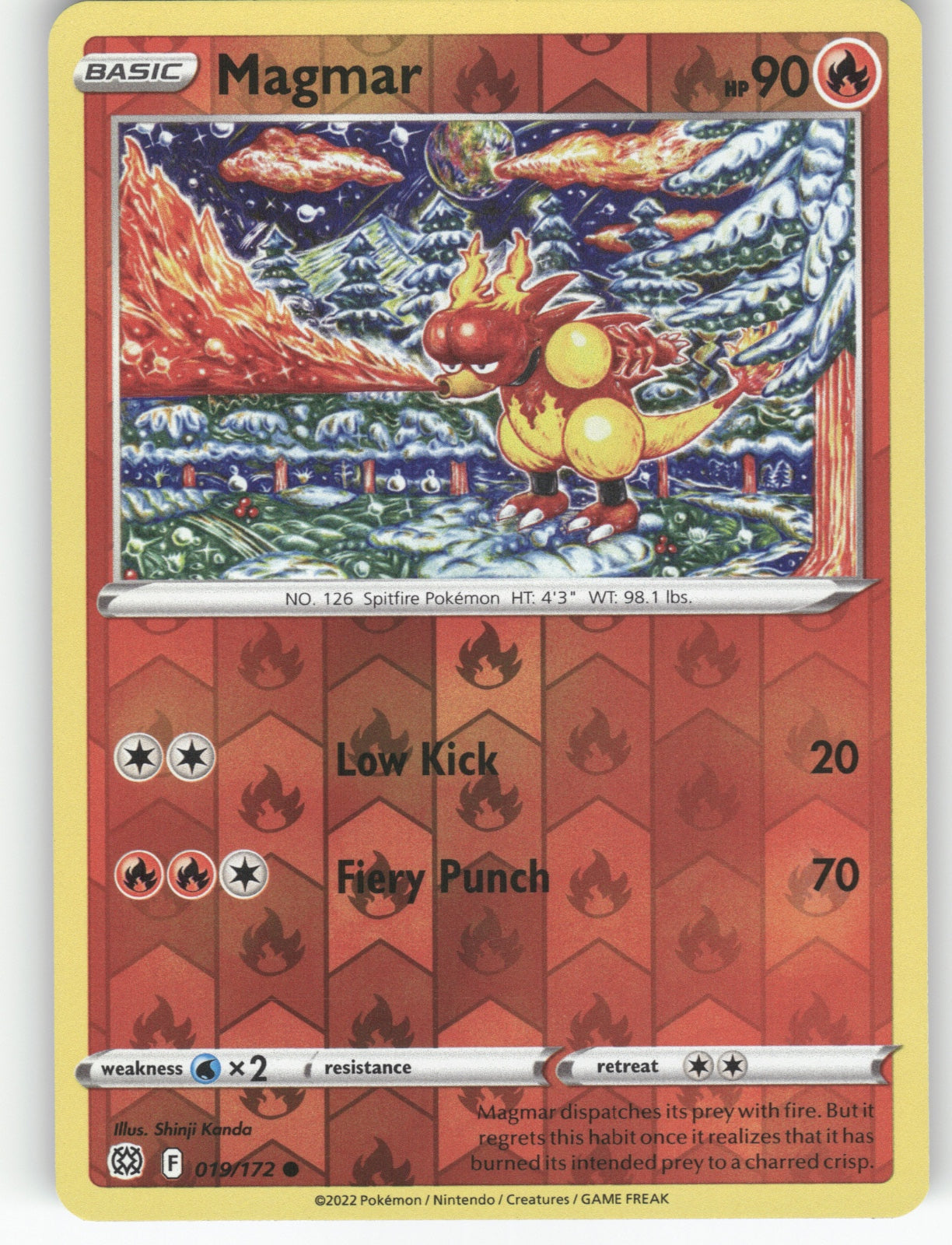 Magmar Reverse Holo Common SWSH09: Brilliant Stars 019/172 NM