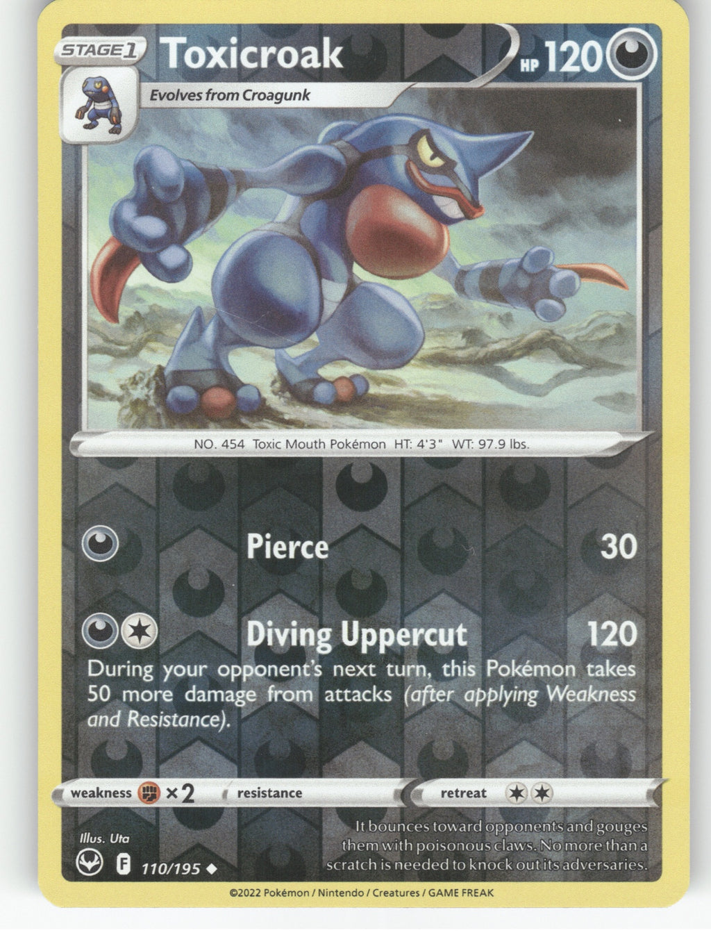 Toxicroak Reverse Holo Uncommon SWSH12: Silver Tempest 110/195 NM