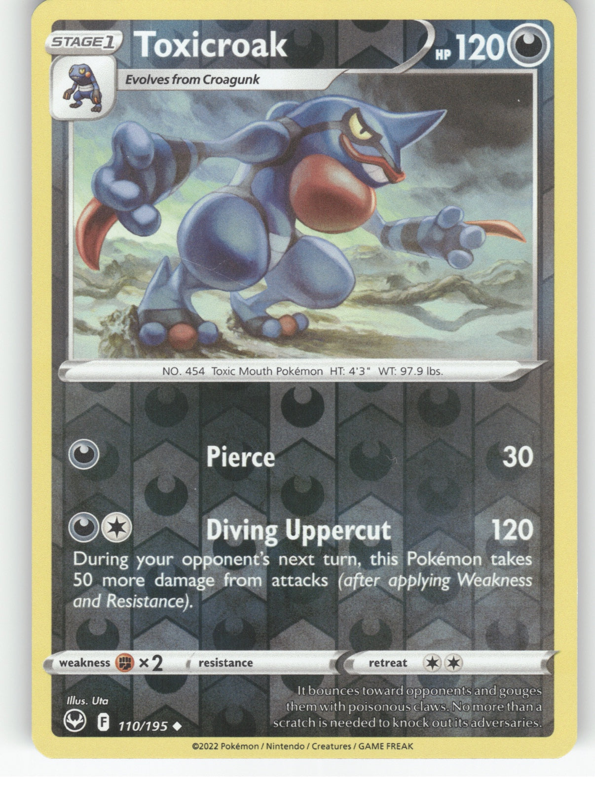 Toxicroak Reverse Holo Uncommon SWSH12: Silver Tempest 110/195 NM