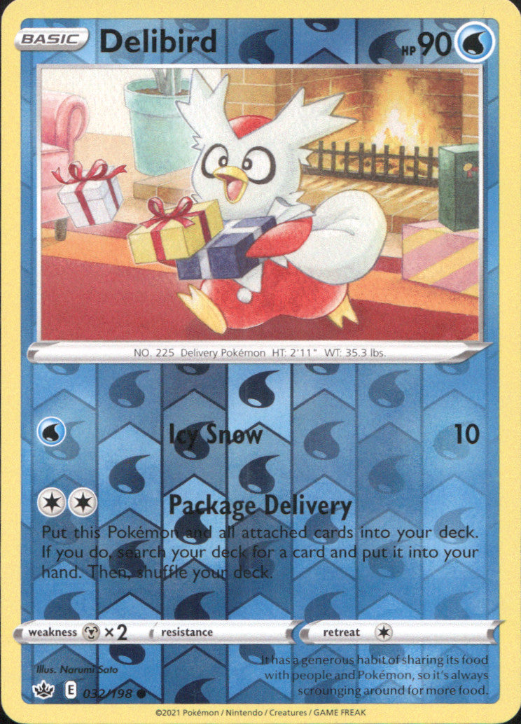 Delibird Reverse Holo Common SWSH06: Chilling Reign 032/198 NM