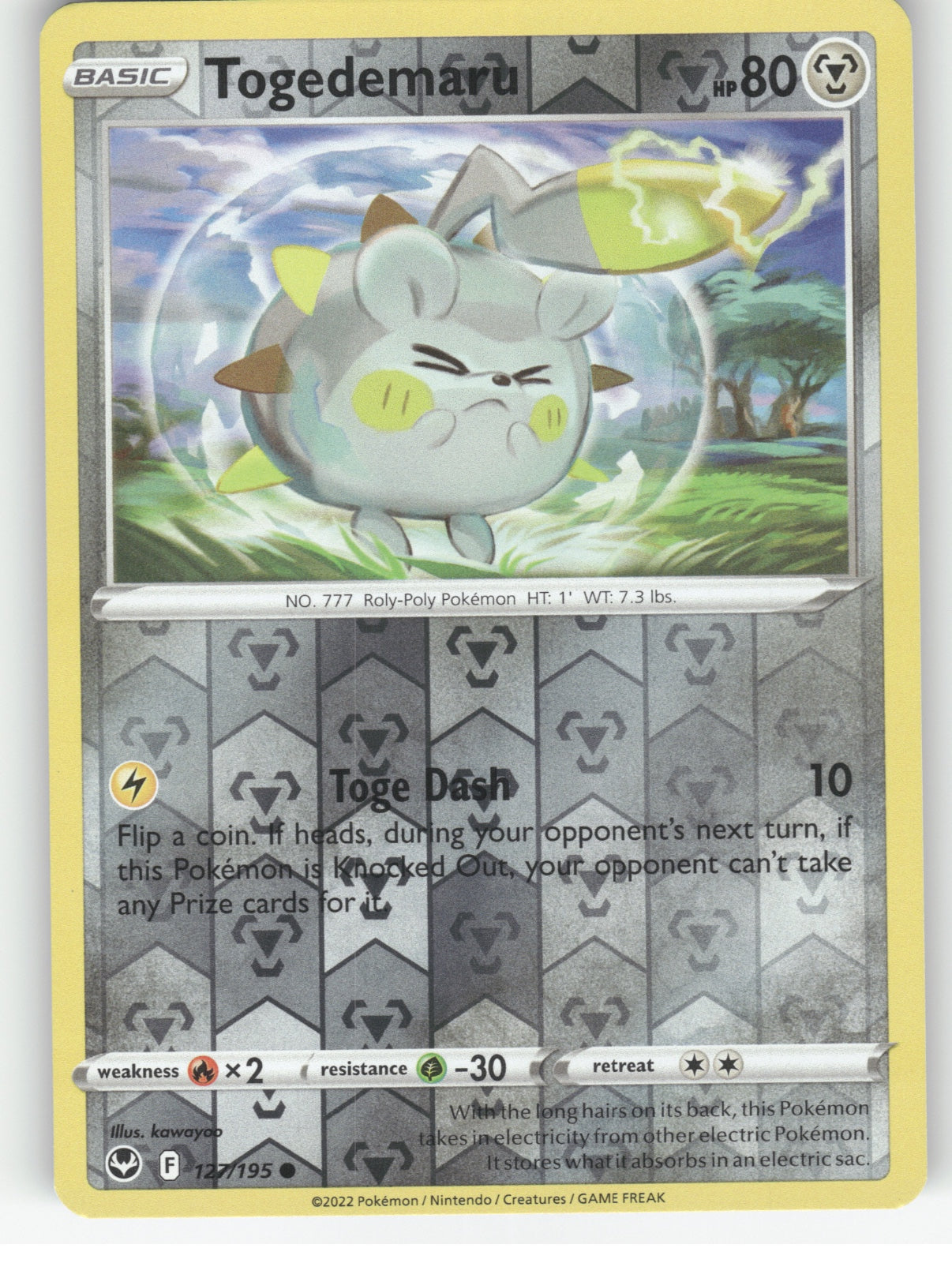 Togedemaru Reverse Holo Common SWSH12: Silver Tempest 127/195 NM