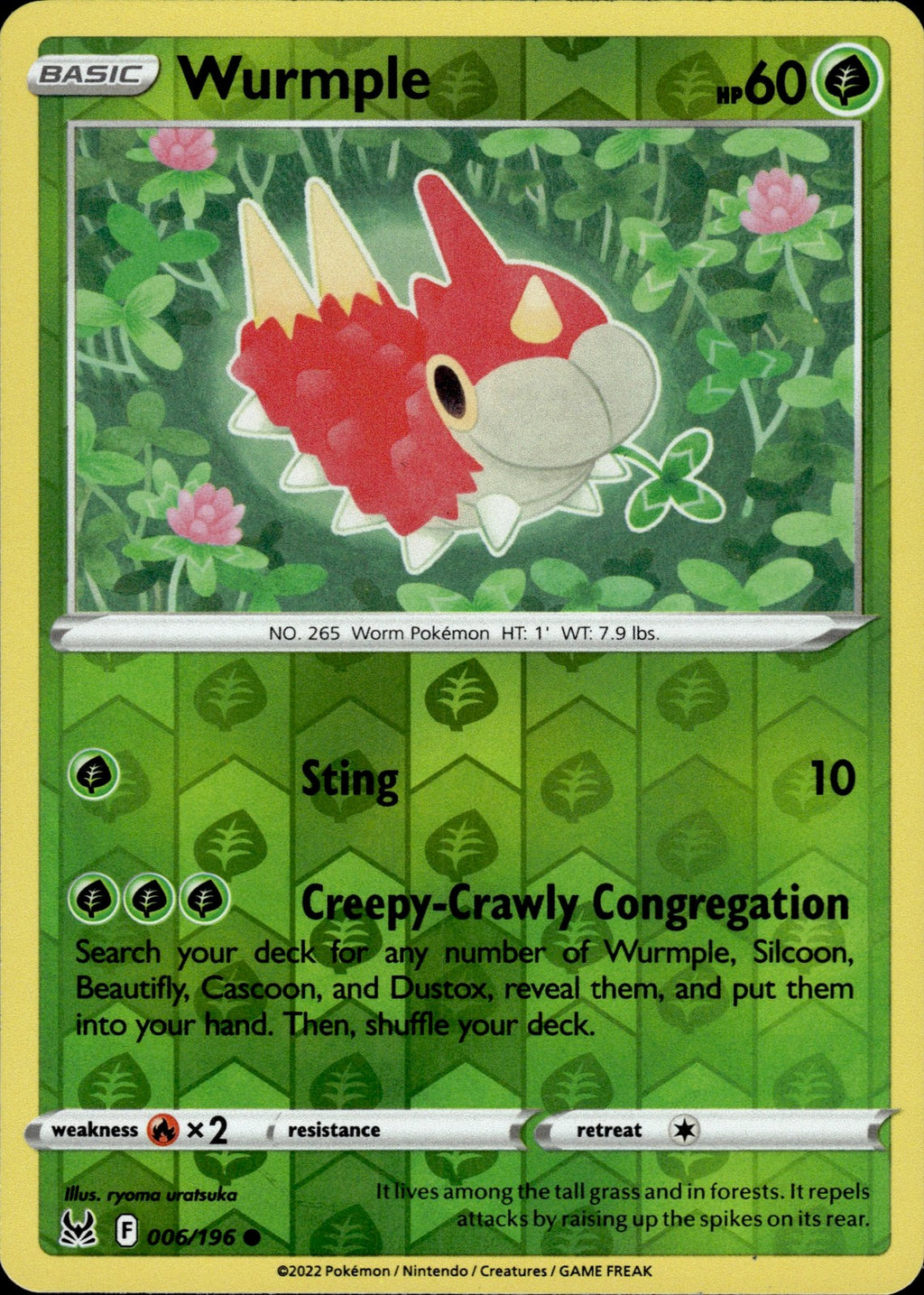 Wurmple Reverse Holo Common SWSH11: Lost Origin 006/196 NM