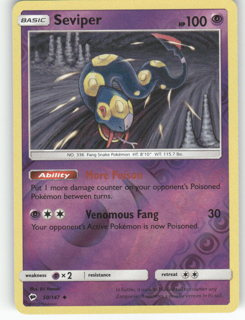 Seviper Reverse Holo Uncommon SM - Burning Shadows 50/147 NM