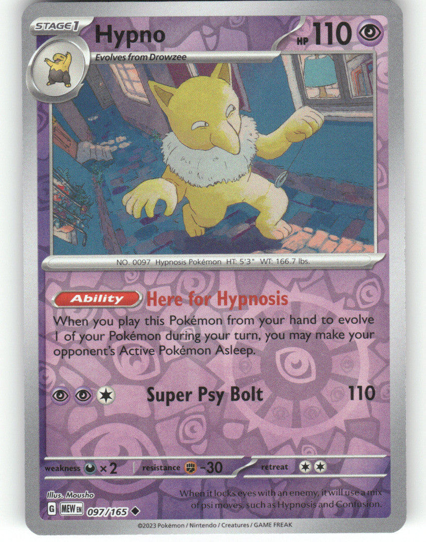 Hypno Reverse Holo Uncommon SV: Scarlet & Violet 151 097/165 NM