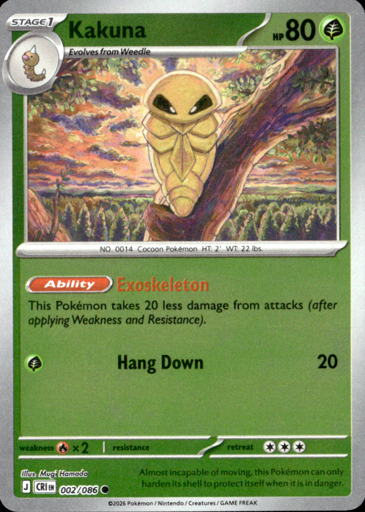 Kakuna Reverse Holo Common ME04: Chaos Rising 002/086 NM