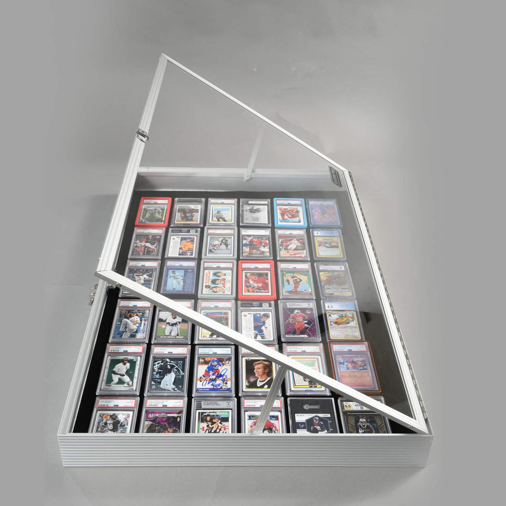 EVORETRO Lockable Display Case 36 x 24 x 4" Silver– Secure Showcase for Collectibles
