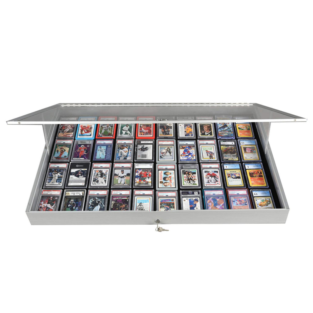 EVORETRO Lockable Display Case 36 x 24 x 4" Silver– Secure Showcase for Collectibles