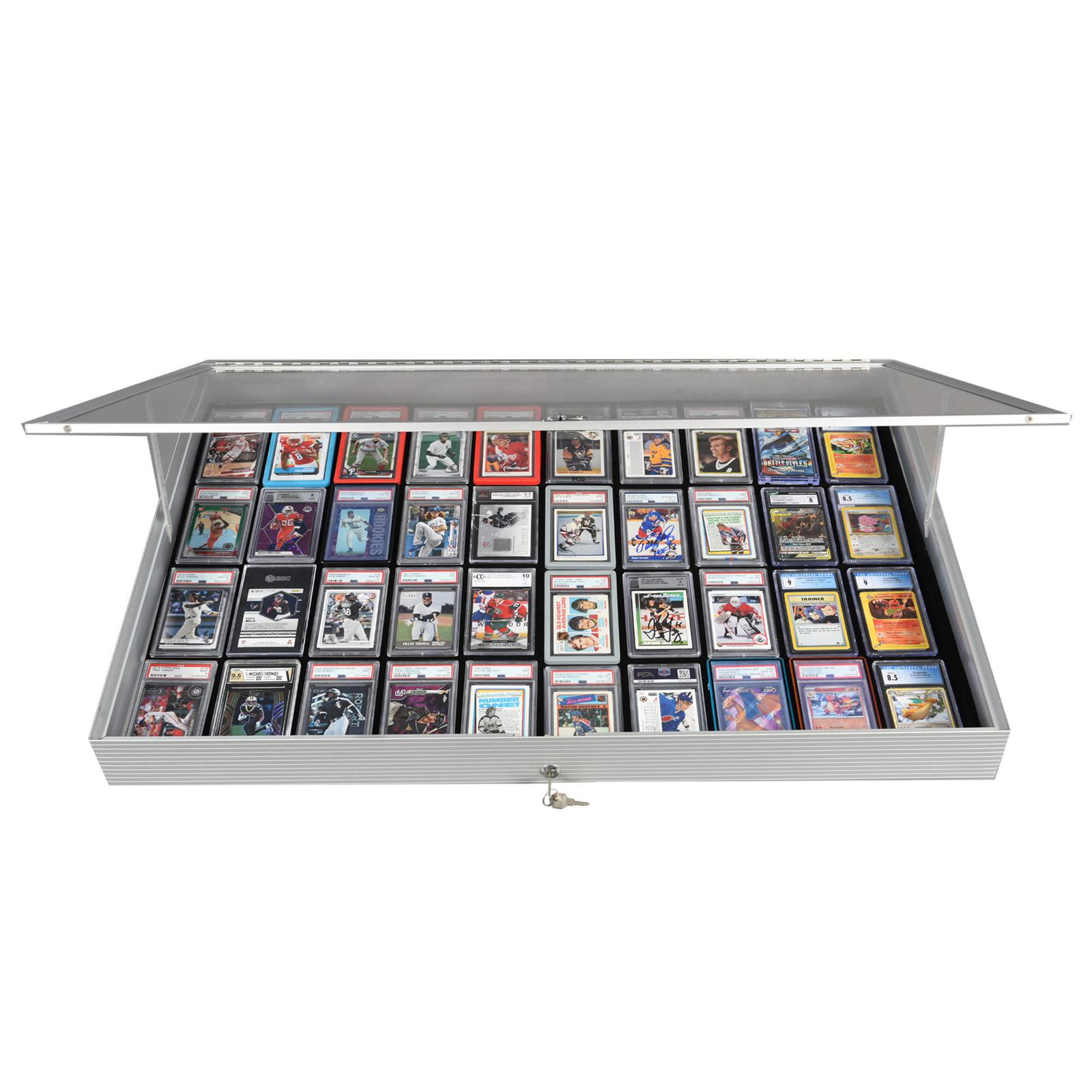 EVORETRO Lockable Display Case 36 x 24 x 4" Silver– Secure Showcase for Collectibles