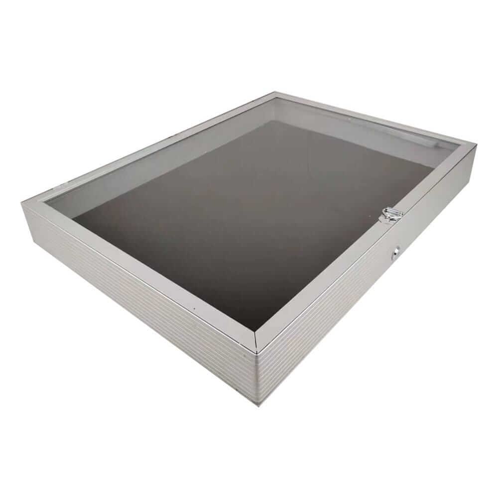 EVORETRO Lockable Display Case 36 x 24 x 4" Silver– Secure Showcase for Collectibles