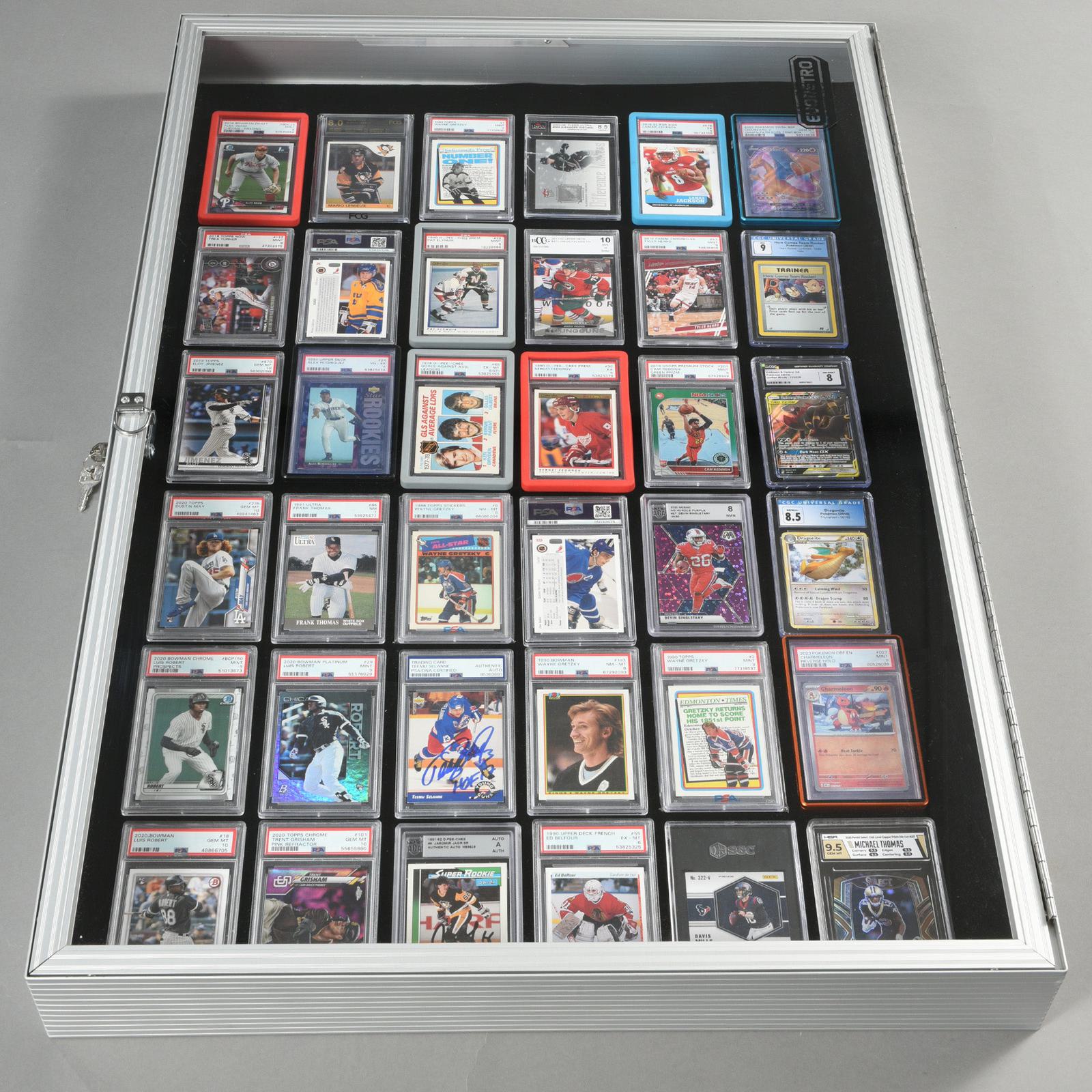 EVORETRO Lockable Display Case 36 x 24 x 4" Silver– Secure Showcase for Collectibles