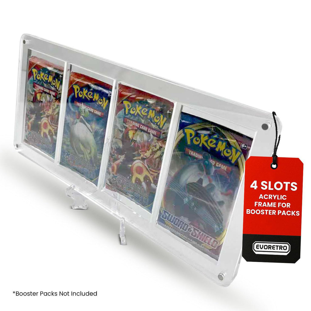 EVORETRO Magnetic Acrylic Booster Pack Display Case 4-Slot