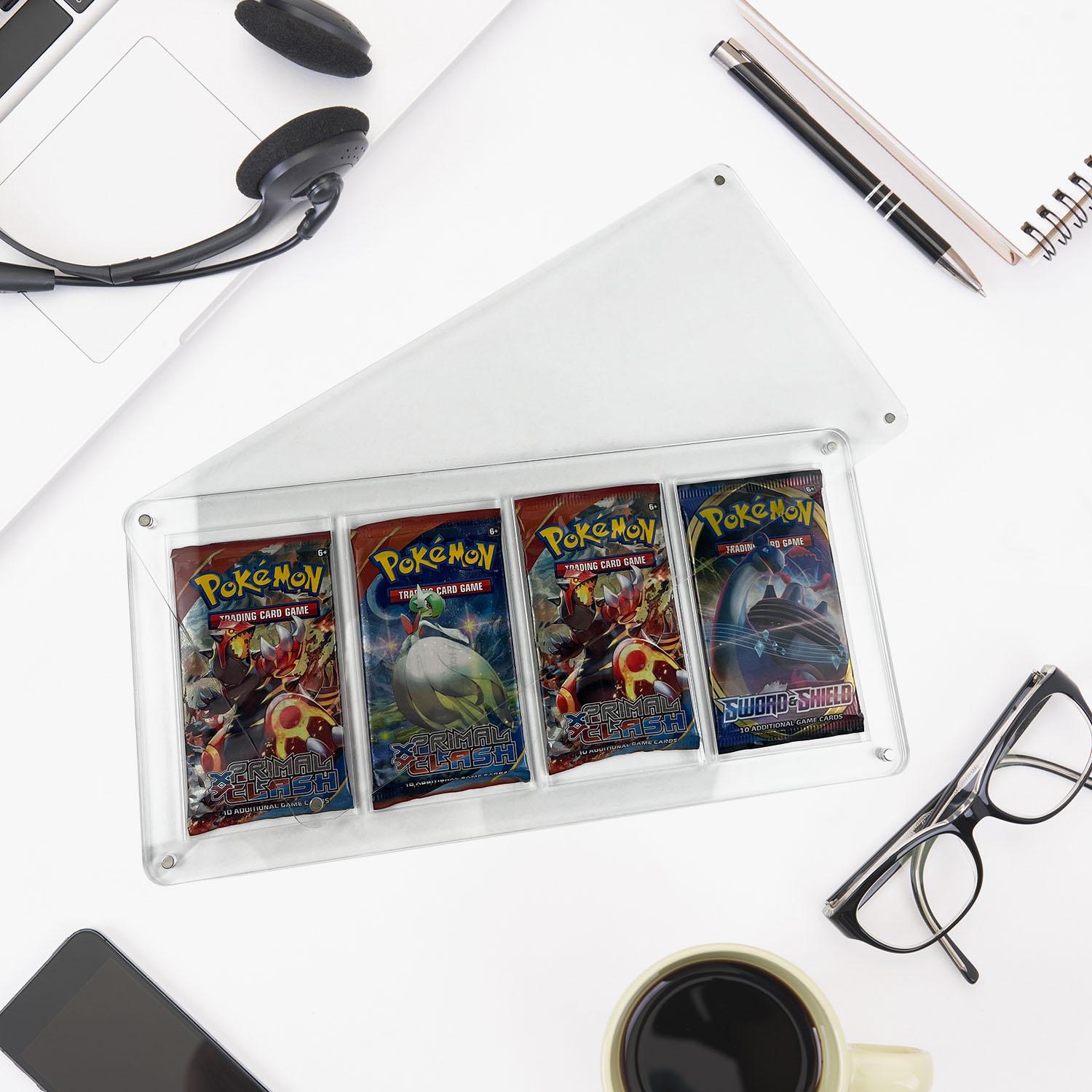 EVORETRO Magnetic Acrylic Booster Pack Display Case 4-Slot
