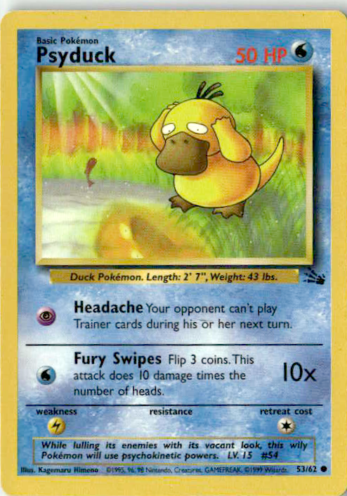 Psyduck Unlimited Common Fossil 53/62 NM