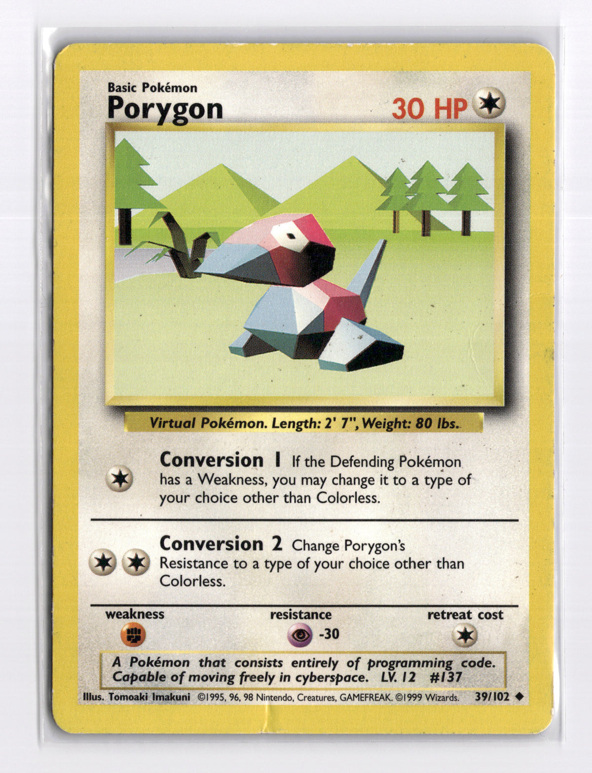 Porygon Unlimited Uncommon Base Set (Shadowless) 039/102 DMG