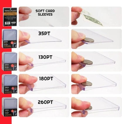 25 EVORETRO Toploader 35pt/55pt/75pt/100pt/180pt – Pack of 25 for Trading Cards